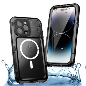 Vp吸血鬼金護盾【 金屬magsafe磁吸防水盾】iPhone 16系列｜全新磁吸防水殼IP68 軍規防摔+深度2公尺潛水1小時｜iPhone 16 (6.1寸) 黑