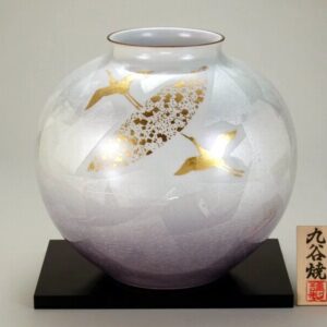「訂購」日本製九谷燒銀彩金鶴花瓶(N176-08)