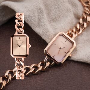 【RELAX TIME】 RELAX TIME 長方手鍊風格女錶 玫瑰金 (RT-109-2-07)