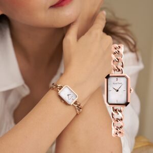 【RELAX TIME】 RELAX TIME 長方手鍊風格女錶 玫瑰金 白(RT-109-2-03)
