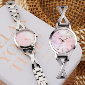 【RELAX TIME】 RELAX TIME 時光漫舞 手鍊風格女錶 銀×粉貝殼 (RT-117-1)