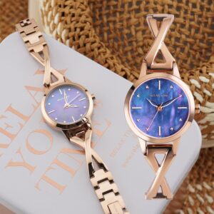 【RELAX TIME】 RELAX TIME 時光漫舞 手鍊風格女錶 玫瑰金×藍貝殼 (RT-117-3)