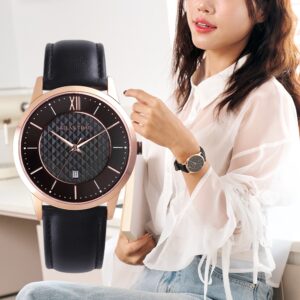 【RELAX TIME】 RELAX TIME 石英款 立體格紋時尚女錶 -黑 (RT-118-5L) 36mm