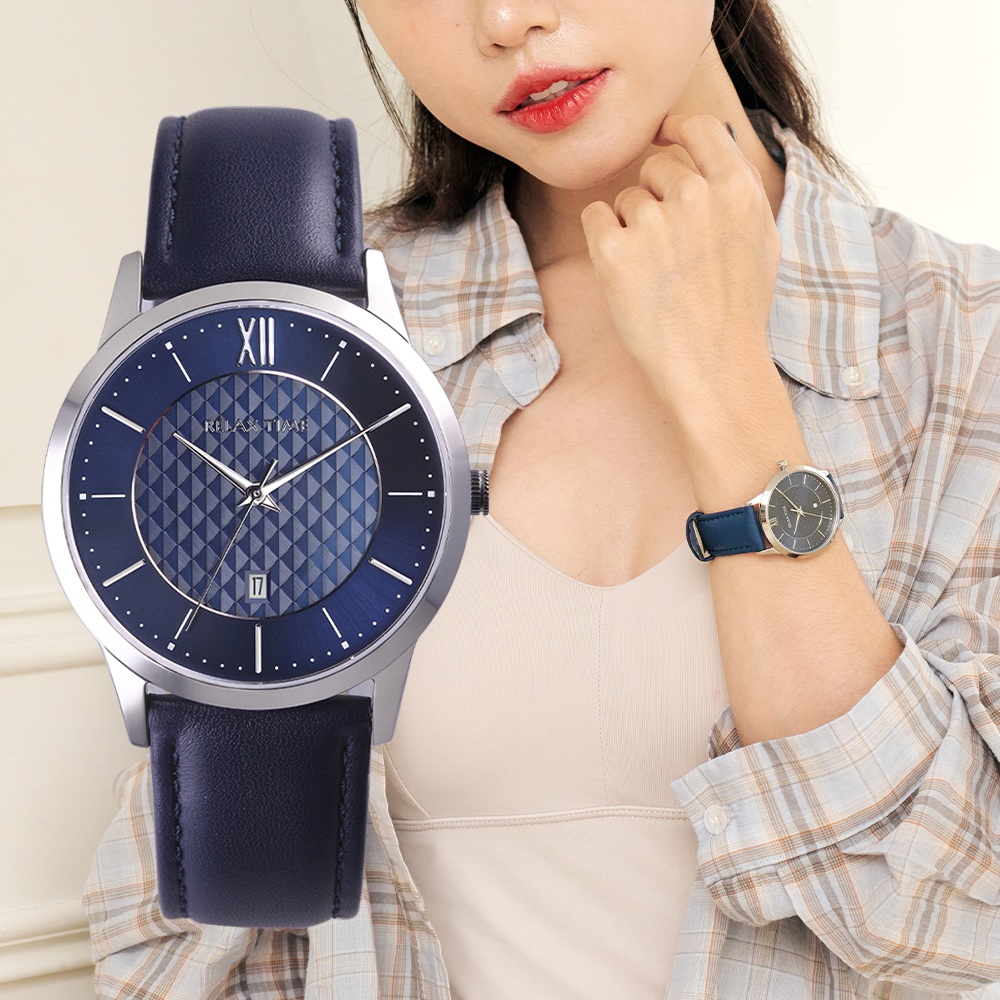 【RELAX TIME】 RELAX TIME 石英款 立體格紋 時尚女錶-藍 (RT-118-2L) 36mm 1 未命名 188