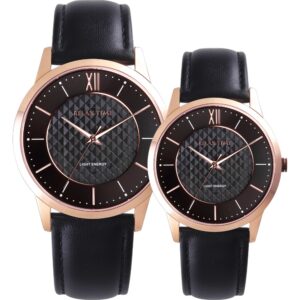 【RELAX TIME】 RELAX TIME 太陽能 時尚對錶 -玫瑰金黑 (RT-108S-5M+RT-108S-5L) 42+36mm