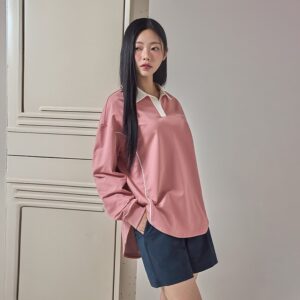 【XEXYMIX】 拼色領口滾邊寬鬆長袖上衣｜共4色｜XFK3QL1102