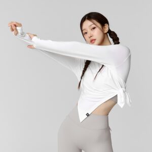 【XEXYMIX】 柔軟側開衩綁帶兩穿長袖套指上衣｜共4色｜XWFLT08J3