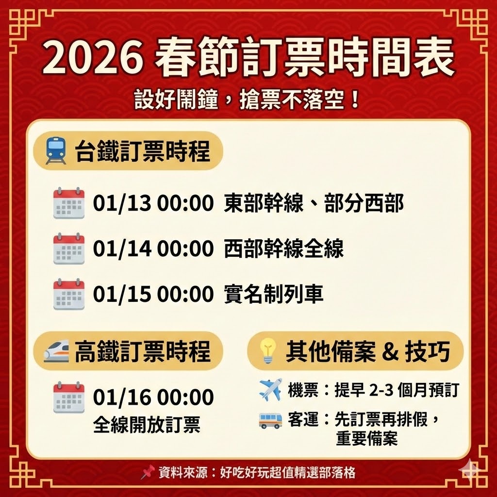 2026 農曆春節交通訂票全攻略