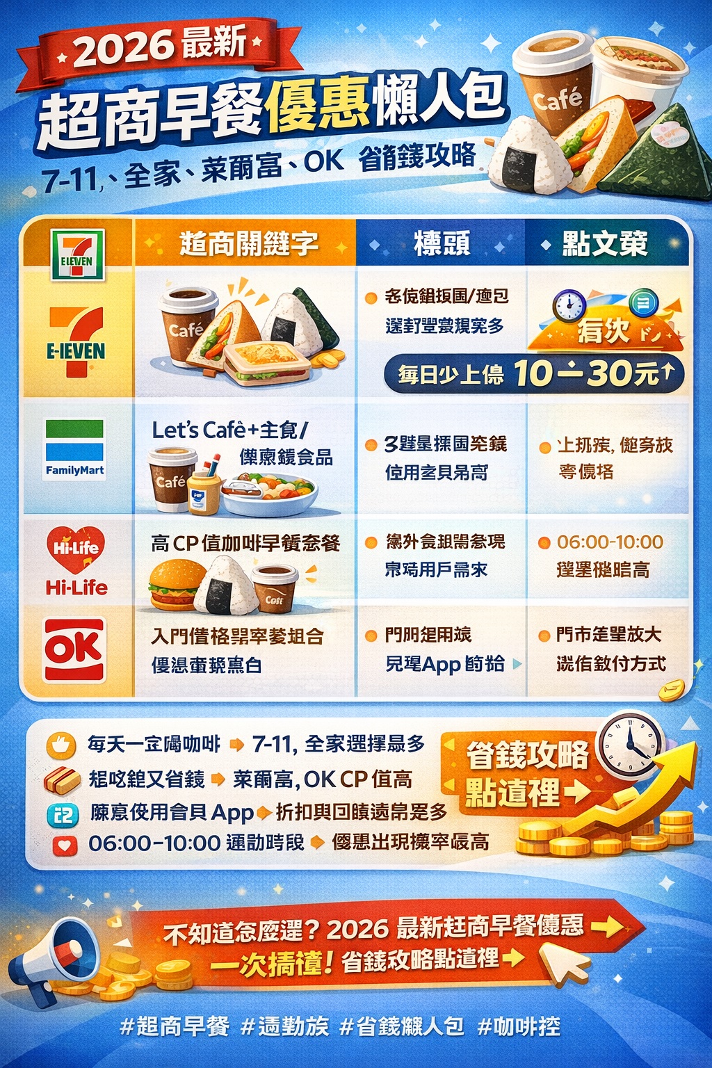 Read more about the article 🔥【2026 最新】超商早餐優惠懶人包(2026.01.31 更新)