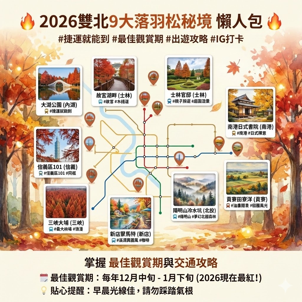 2026雙北9大落羽松秘境推薦：捷運就能到