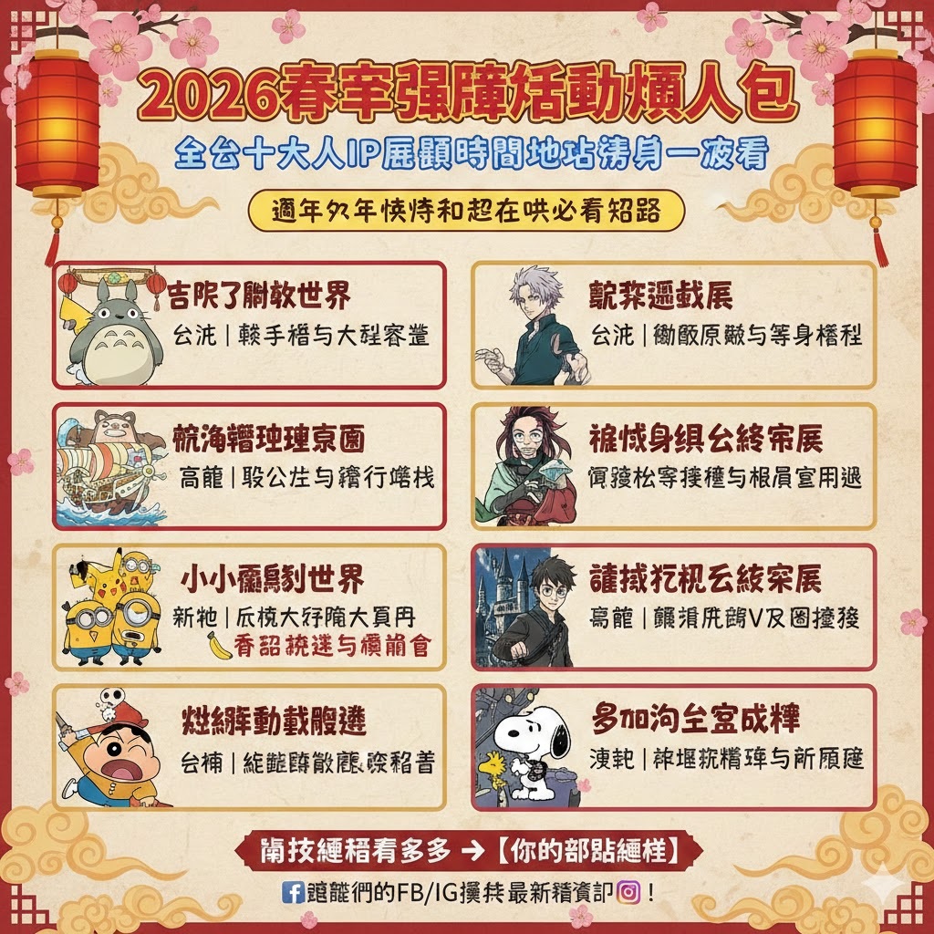 2026春節最強檔活動懶人包|全台十大人氣IP展覽時間地點亮點一次看(過年九天假期不知道去哪必看攻略) 1 2026春節最強檔活動懶人包|全台十大人氣IP展覽時間地點亮點一次看(過年九天假期不知道去哪必看攻略)
