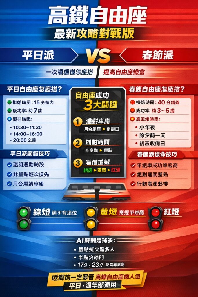 高鐵自由座最新攻略2026|平日、過年春節都適用!找座位技巧+LINE排隊燈號一次懂(提高自由座機會) 2 2026高鐵自由座最新攻略