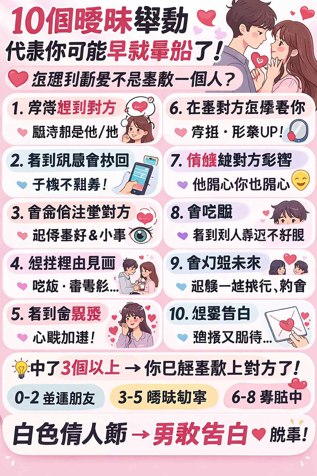 白色情人節想告白？出現「10個曖昧舉動」代表可能早就暈船！戀愛暈船指數測驗超準測出你是不是喜歡一個人