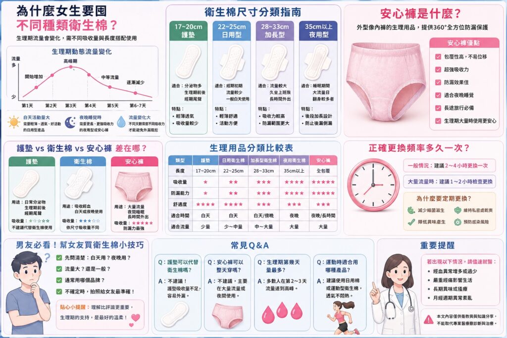 【Threads熱議】同居女友囤滿衛生棉遭PO照問脆被炎上!女生為什麼要囤不同種類衛生棉?生理用品分類、安心褲、護墊、尺寸挑選一次看懂 2 生理用品分類、安心褲、護墊、尺寸挑選一次看懂