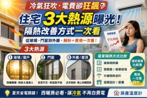 Read more about the article 冷氣電費狂飆不是冷氣不夠力？住宅「3大熱源」曝光！玻璃、門窗、外牆隔熱一次看，建築隔熱膜、塑鋼窗、外牆塗料費用與優缺點全解析