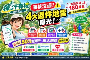 Read more about the article 揮汗有禮審核沒通過？最新4大退件原因公開！三大超商50元抵用券加碼攻略、審核進度一次看